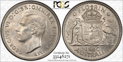 1940(m) PCGS Australian Florin MS62 pre-decimal sliver coin - UNCIRCULATED