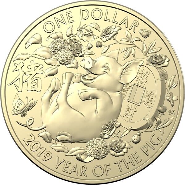 2019 Year of the Pig One Dollar ($1) Uncirculated Australian Decimal Three Coin Set