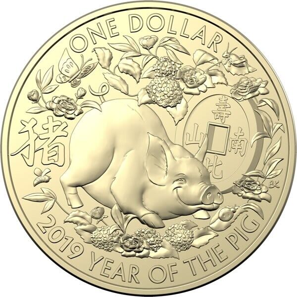 2019 Year of the Pig One Dollar ($1) Uncirculated Australian Decimal Three Coin Set