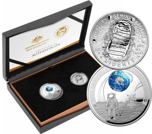 2019 50th Anniversary of Apollo 11 Moon Landing Two-Coin Proof Set
