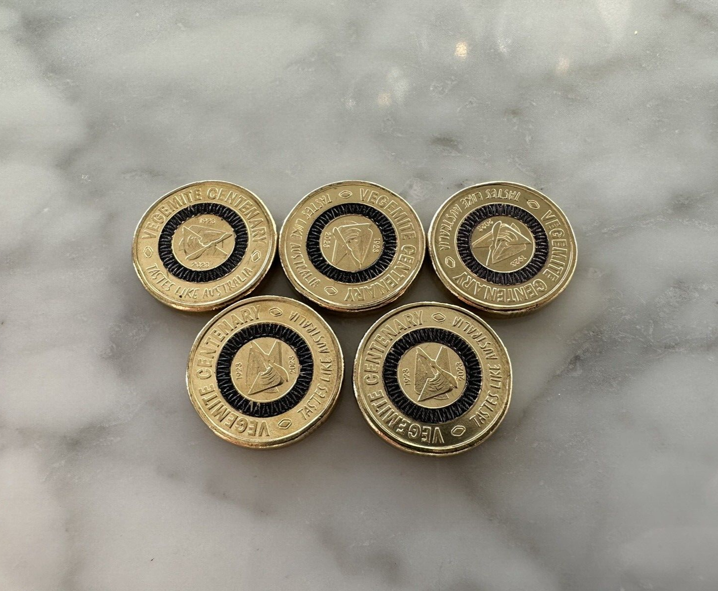 2023 $2 Vegemite Coin Full Set – Red, Yellow, Black – Capsule Included – Australia 2000s Era