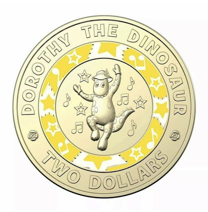 2021 $2 two dollar coin WIGGLES Dorothy the Dinosaur - Low mintage - CIRCULATED