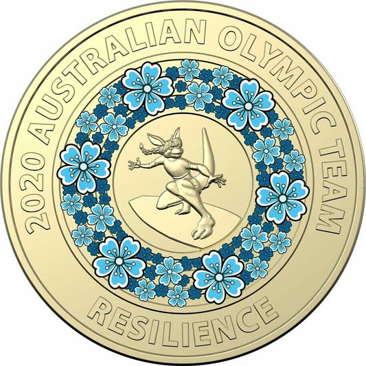 2020 $2 two dollar Tokyo Olympics Australia BLUE RESILIENCE - Circulated