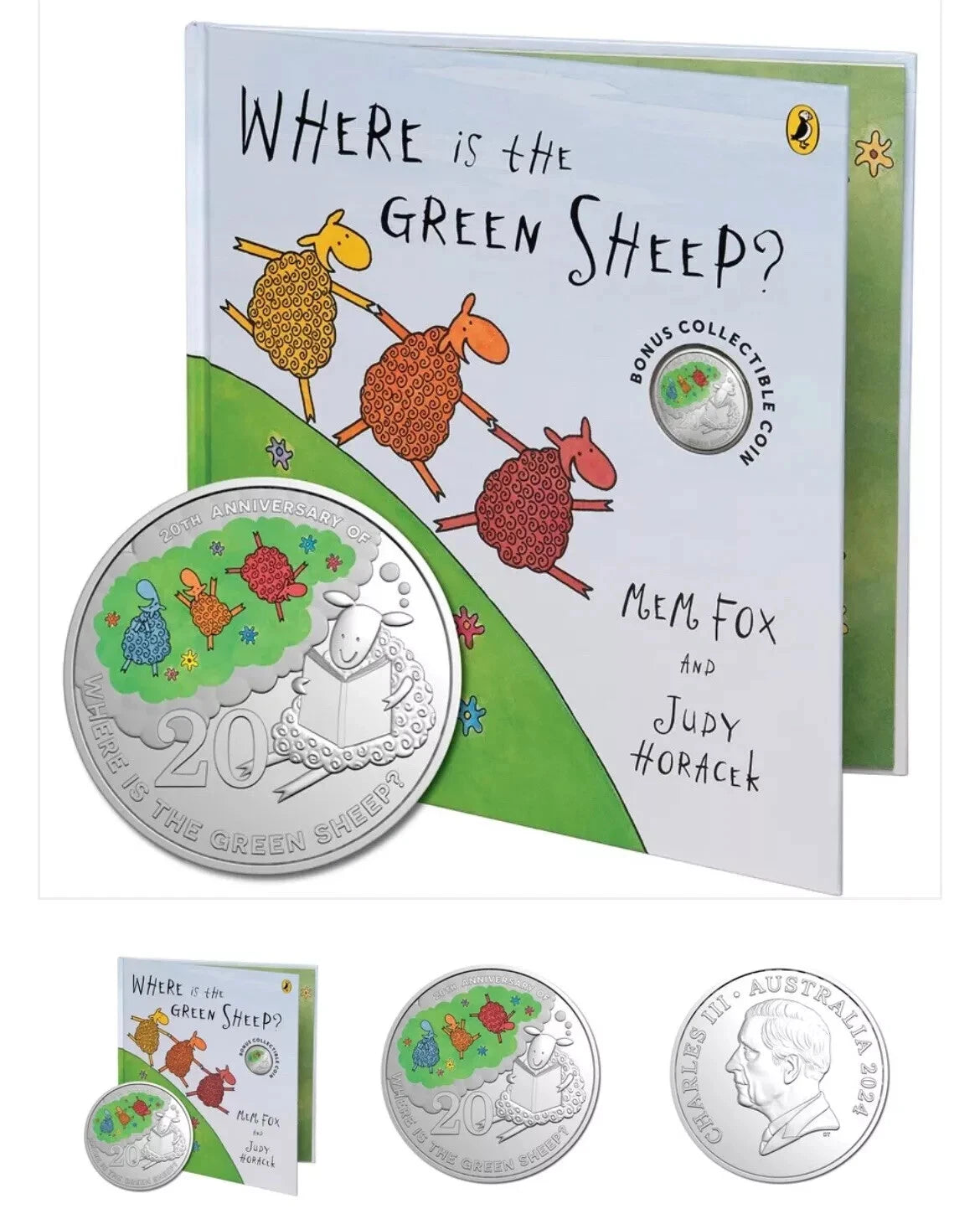 2024 20th Anniversary of Where is the Green Sheep? – 20c Coloured Uncirculated Coin in Book