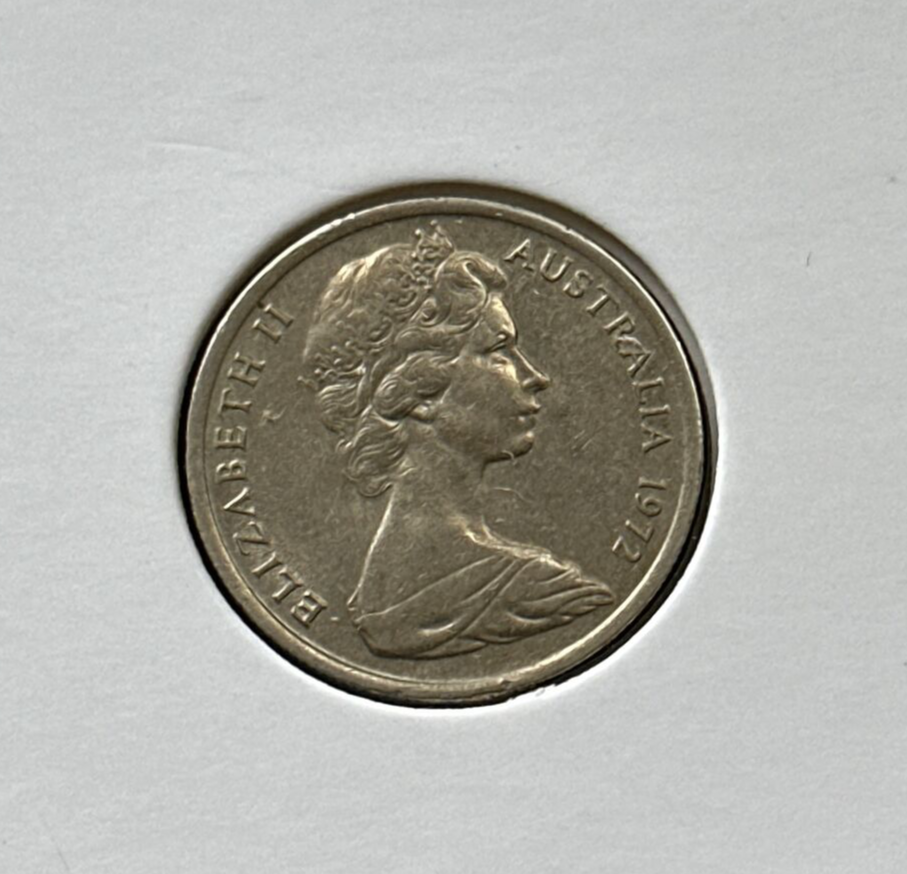 1972 Australian Five 5 cent coin Low Mintage / Scarce Coin