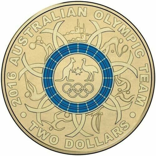 2016 $2 two dollar Olympics Blue coin - Low mintage - CIRCULATED