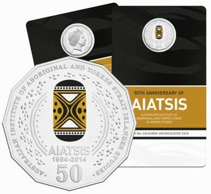 2014 Fifty Cent AIATSIS 50th Anniversary (50c) Coloured Uncirculated Australian Decimal Coin