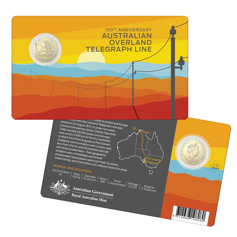 2022 Australian Overland Telegraph Line 150th Anniversary $1 Uncirculated Coin