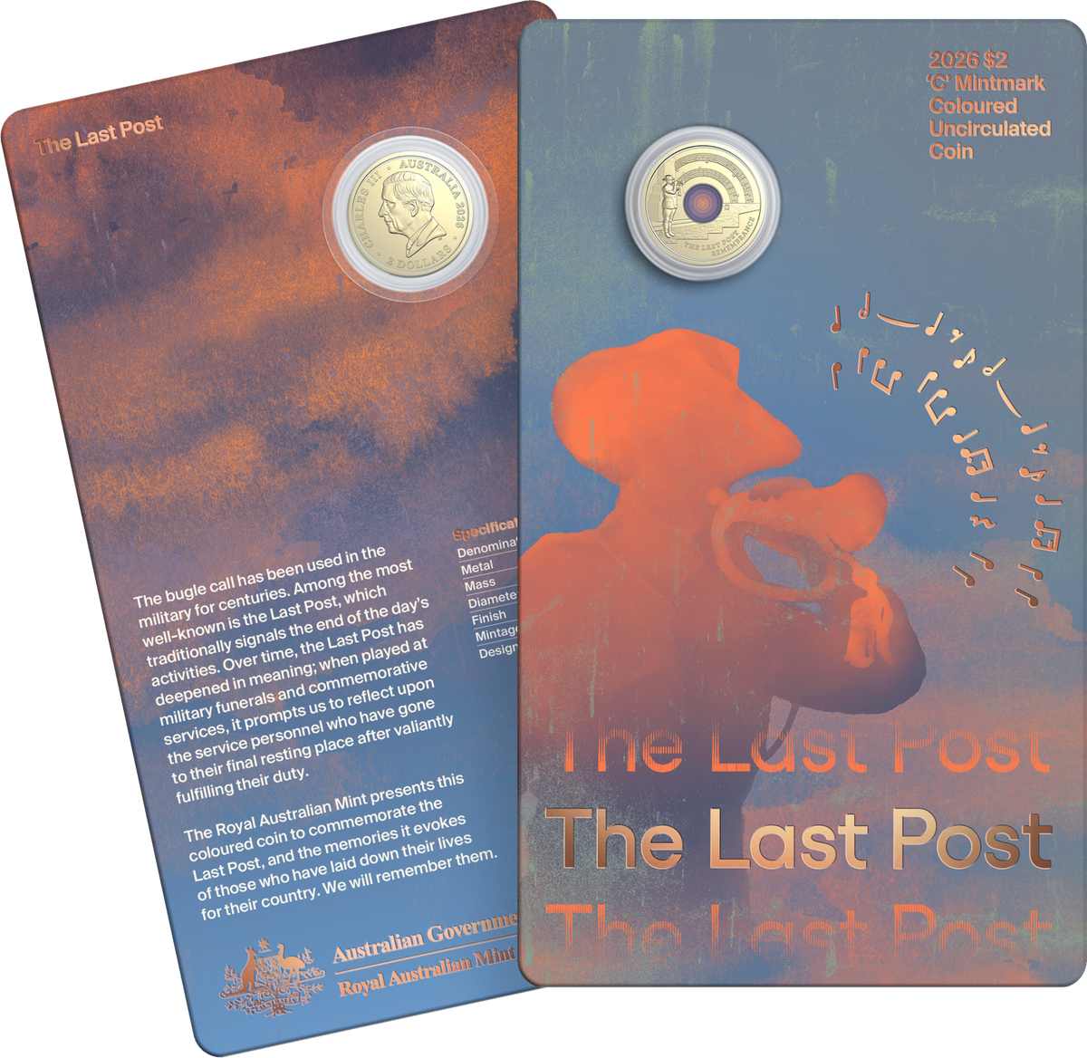 COMING SOON — 2026 The Last Post $2 C Mintmark Coloured Uncirculated Coin