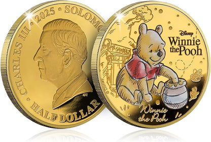 2025 Disney Winnie the Pooh Gold-Plated Coloured Coin – Adventures in the 100 Acre Wood